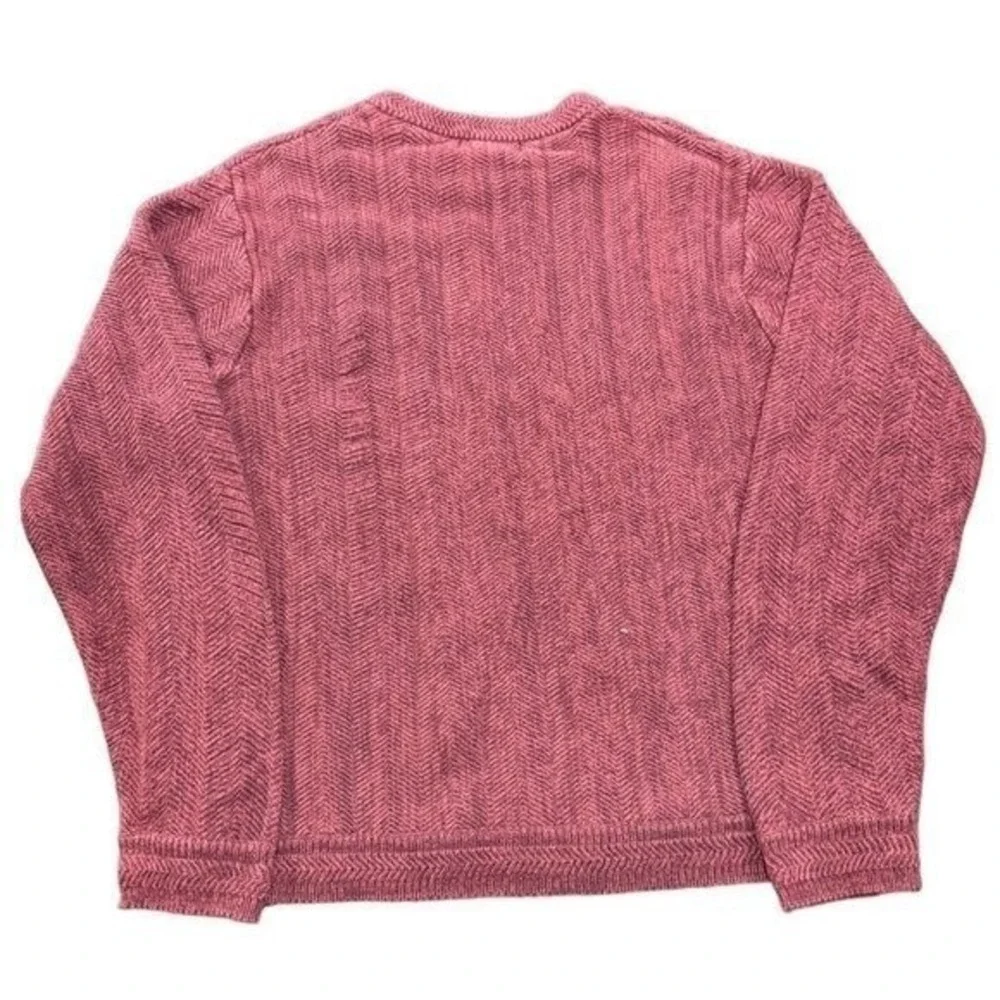 Chaps Ralph Lauren Mens Burgundy Herringbone Cotton Crewneck Sweater Size M‎ |B1